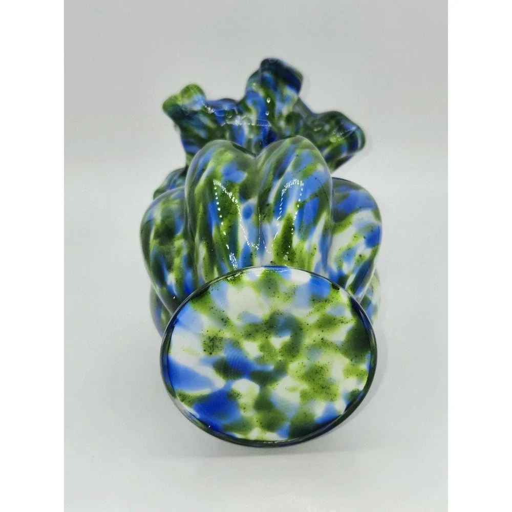 Fenton‎ Glass Murrhina Aventurine Green Blue Vase 7.5